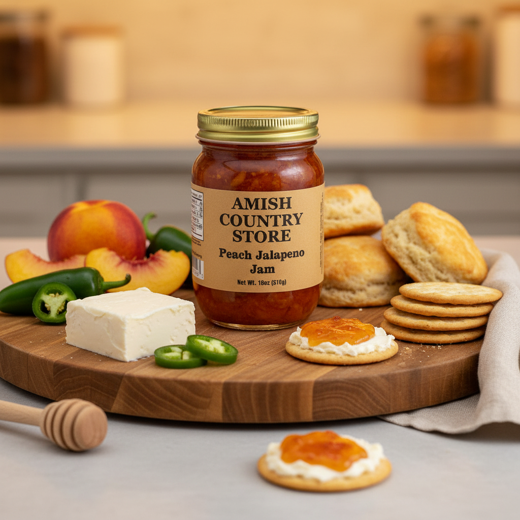 Peach Jalapeno Jam | Sweet & Spicy Country Spread | 18 oz.