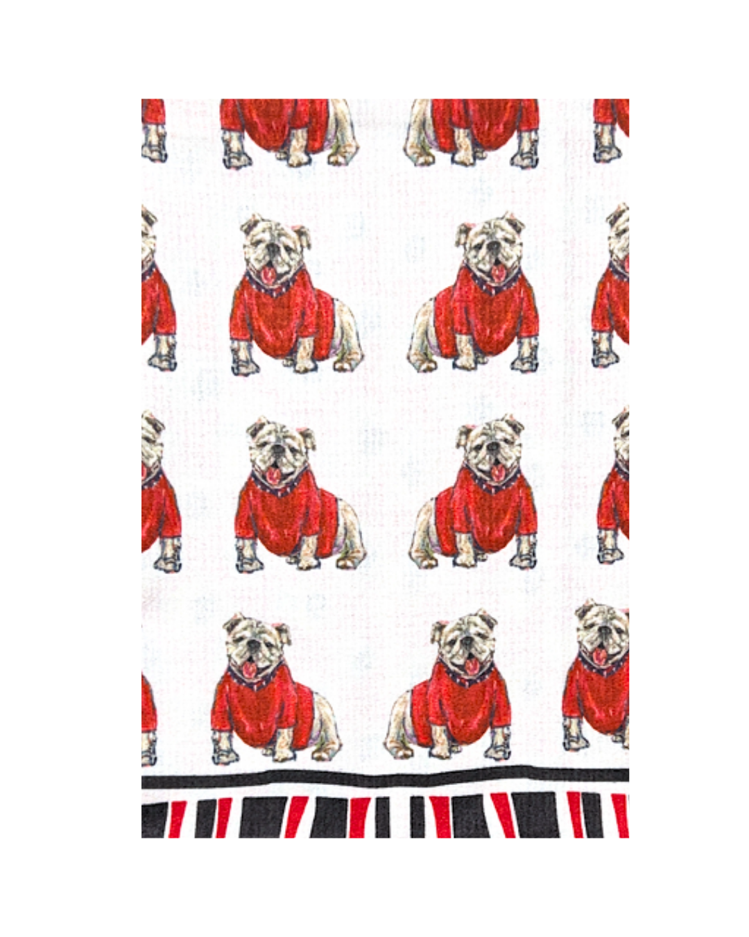 Bulldog in Red Game Tea Towel