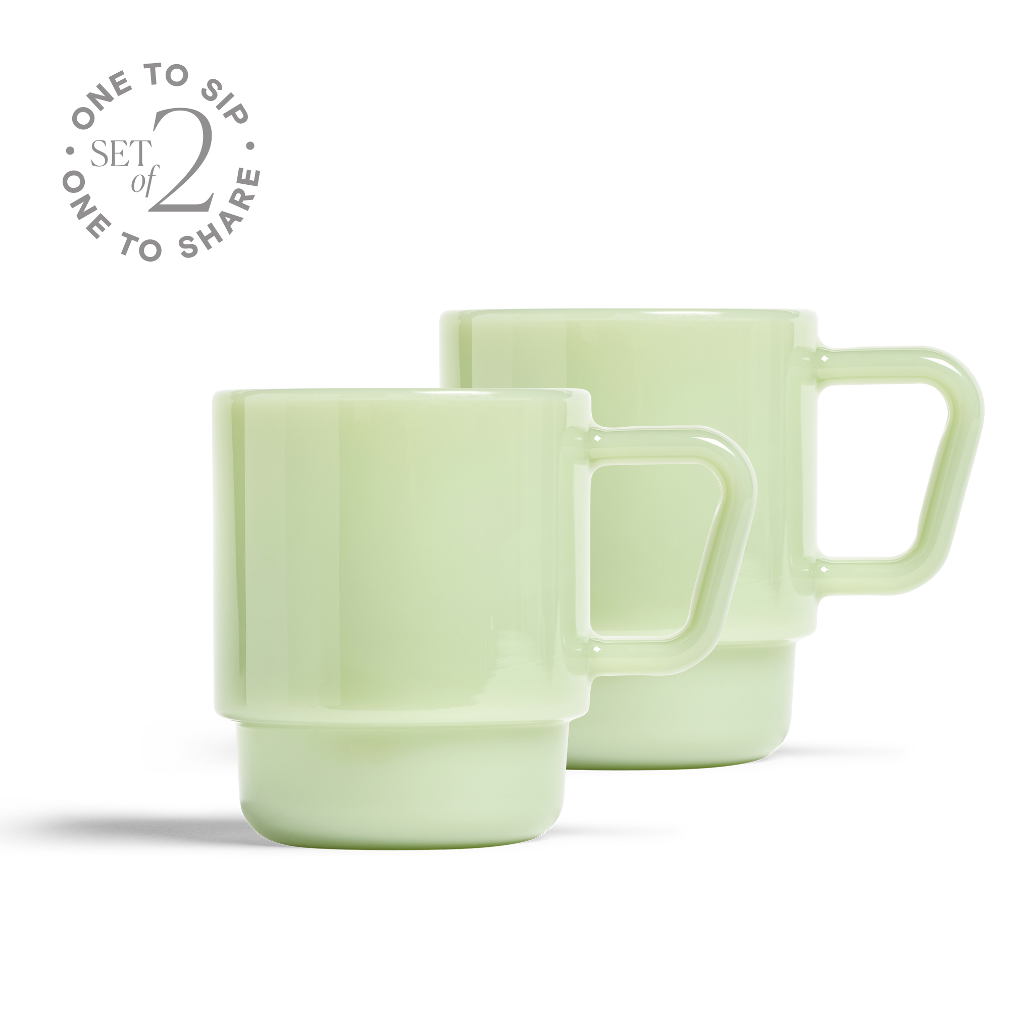 8oz Milk Glass Mug - Set of 2 - Jade Green