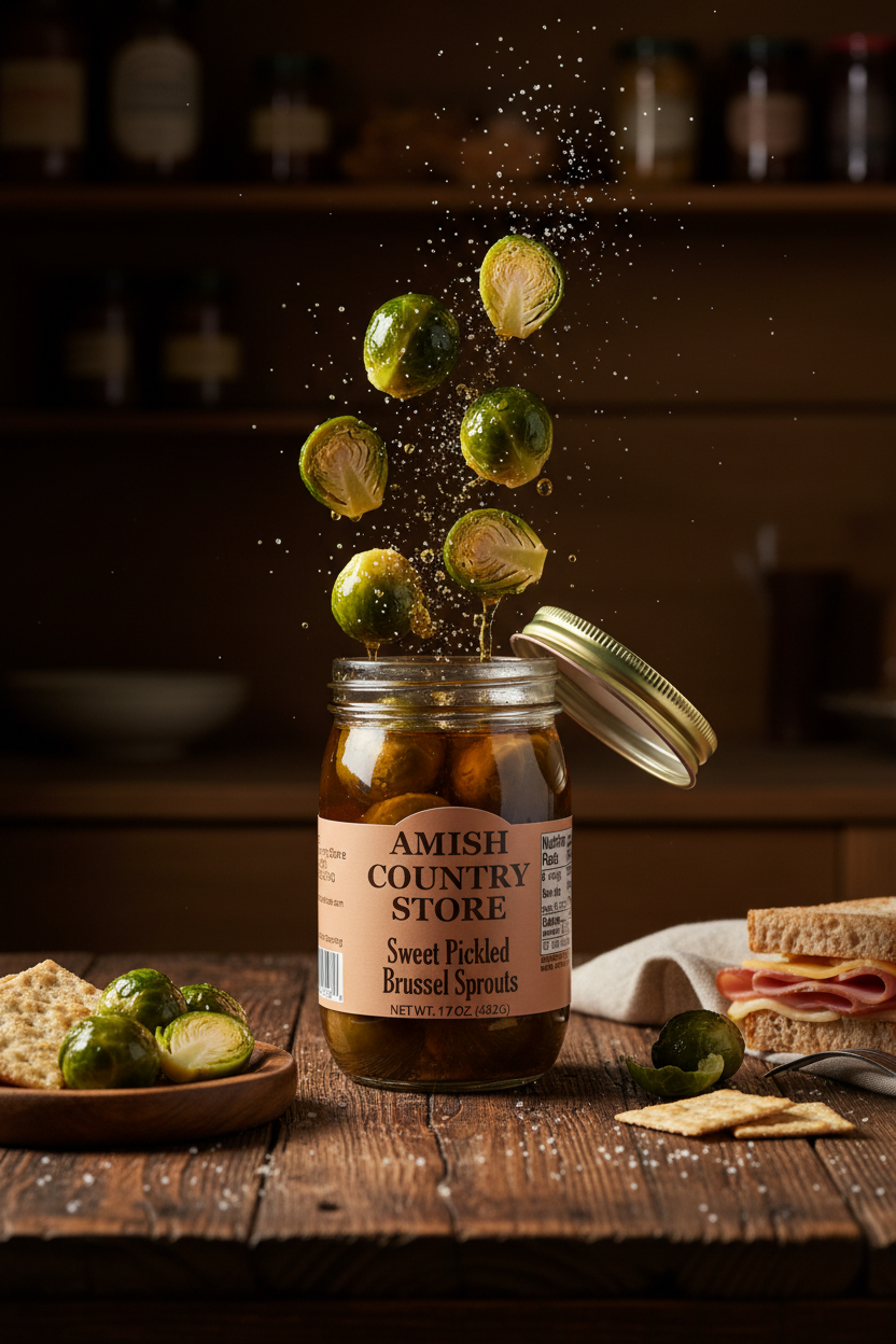Sweet Pickled Brussels Sprouts | Old-Fashioned Country Pantry Pickle | 17 oz